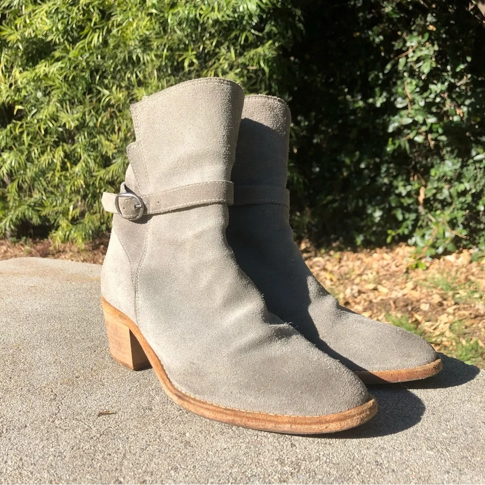 All Saints Grey Suede Heeled Booties